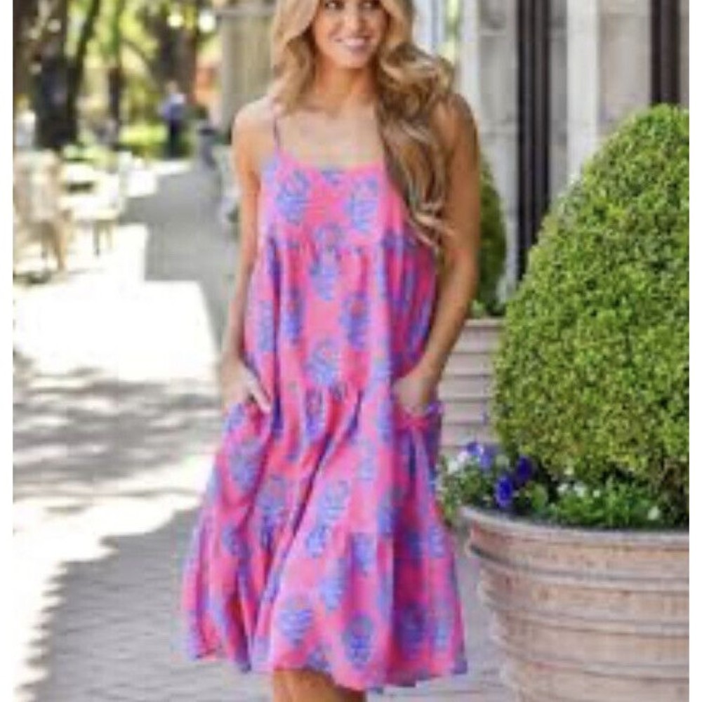 J. Marie The Piper Midi Dress S Small Pink Babydoll Boho Peasant Tiered